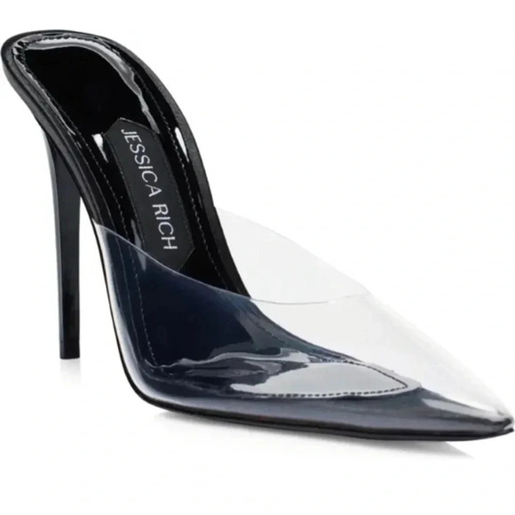 JESSICA RICH - So Bossy Pointed Toe Clear Pump In Black - Size 38/8 - Picture 1 of 11